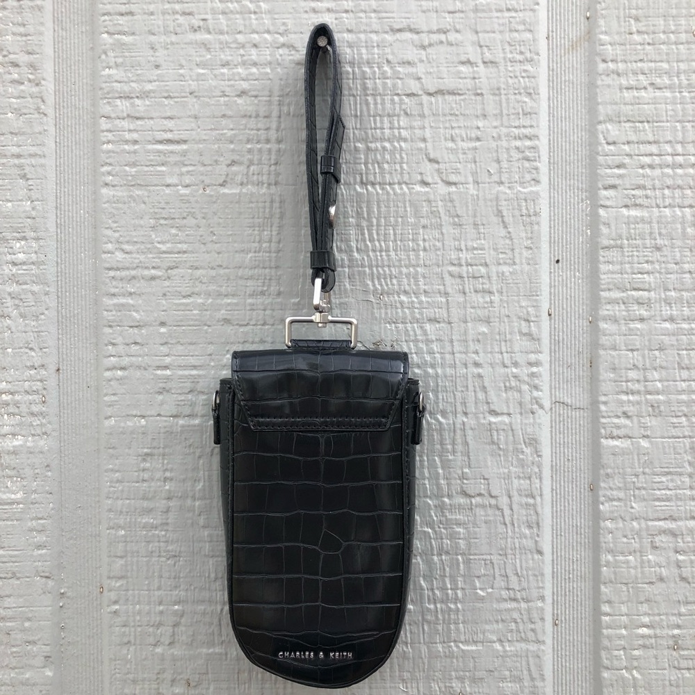 Charles & Keith Black Croc Wristlet
